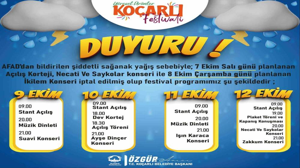 Koçarlı’da festival tarihi ertelendi
