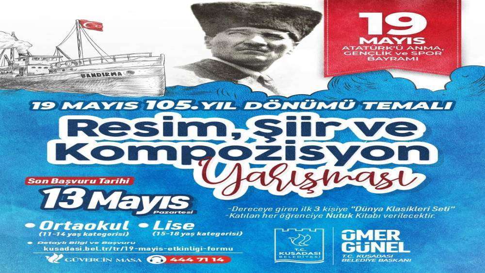 Kuşadası Belediyesi 19 Mayıs için resim, şiir ve kompozisyon yarışması düzenliyor