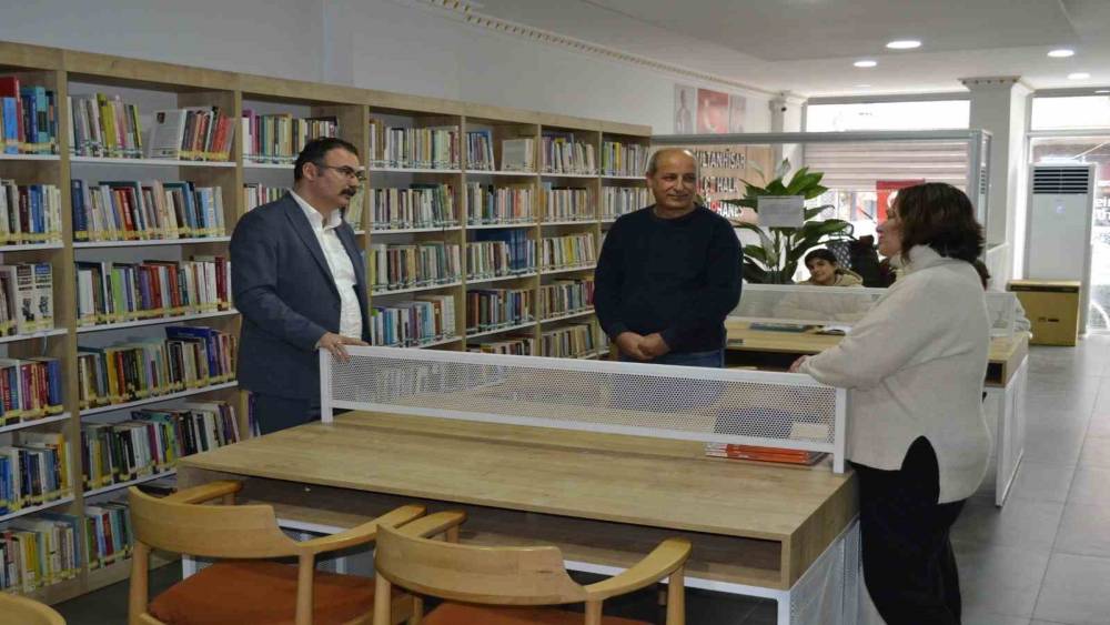 BASIN B&Uuml;LTENİ SULTANHİSAR KAYMAKAMI ATEŞ, K&Uuml;T&Uuml;PHANELERDE &Ccedil;ALIŞMALARI YERİNDE İNCELEDİ