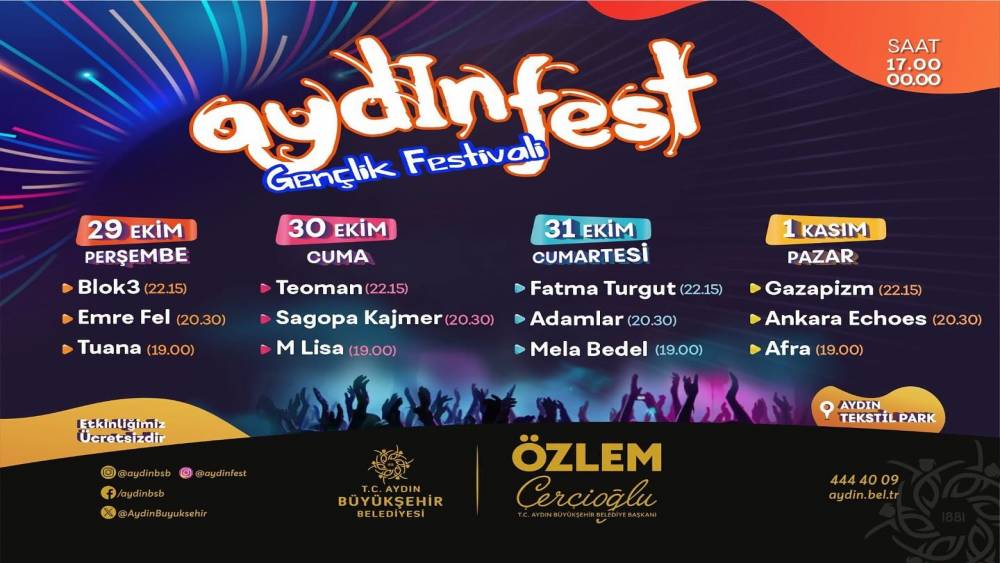 Aydınfest 29 Ekim Perşembe g&uuml;n&uuml; başlıyor
