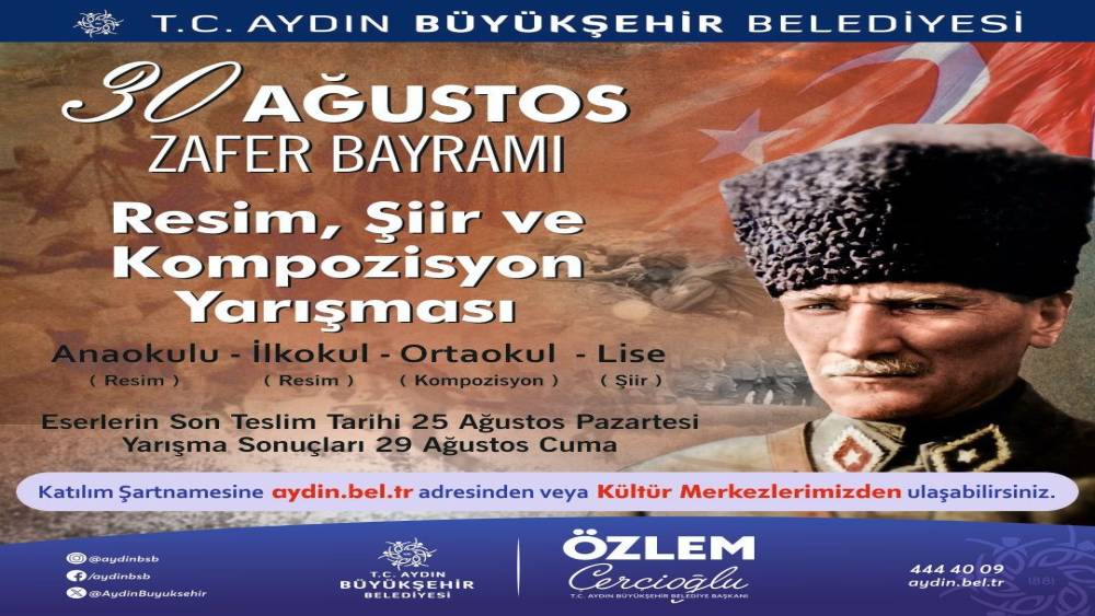 Başkan Çerçioğlu’ndan 30 Ağustos temalı resim, şiir ve kompozisyon yarışması
