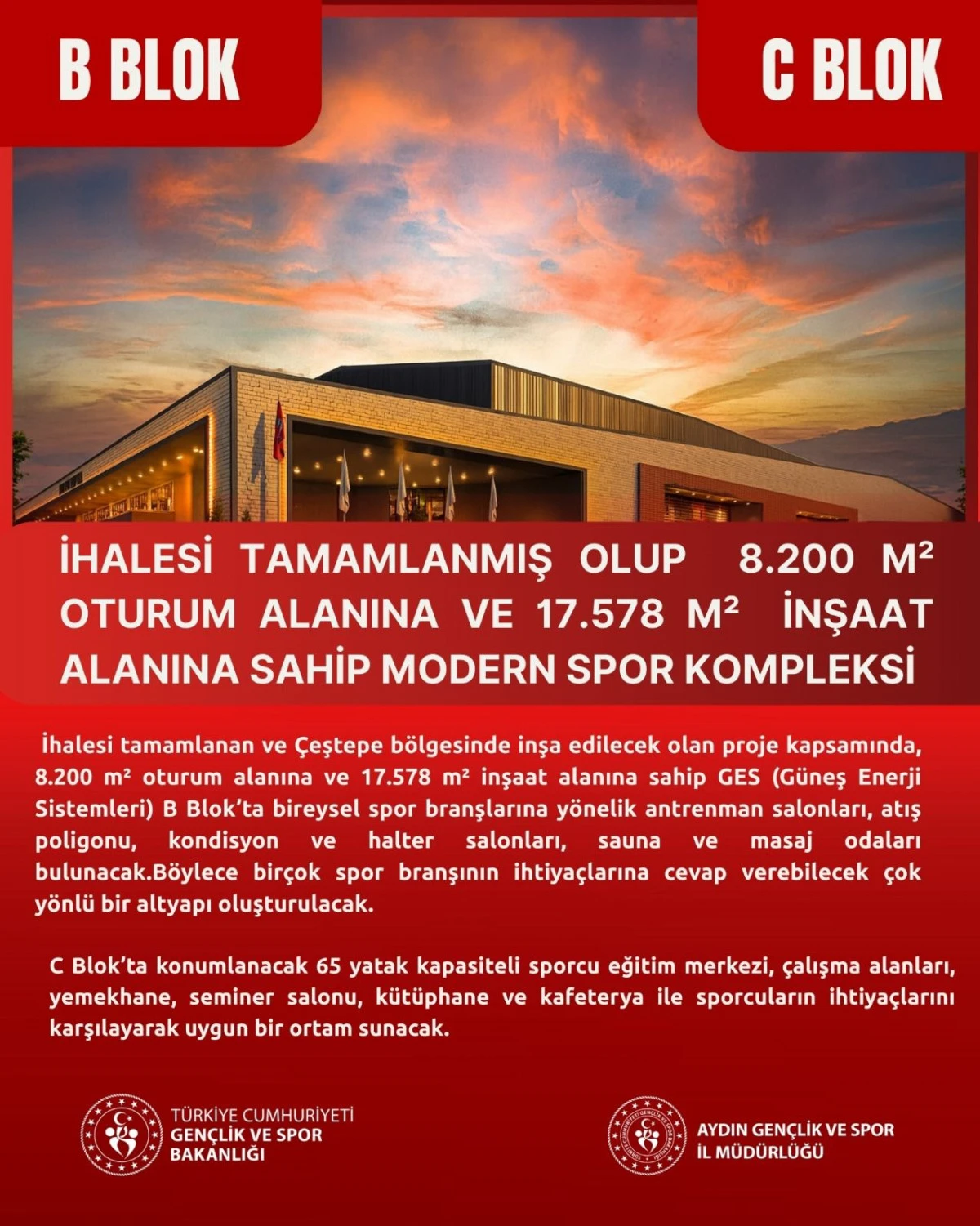 AYDIN&rsquo;IMIZA SPORUN VE GEN&Ccedil;LİĞİN YENİ MERKEZİNİ KAZANDIRIYORUZ